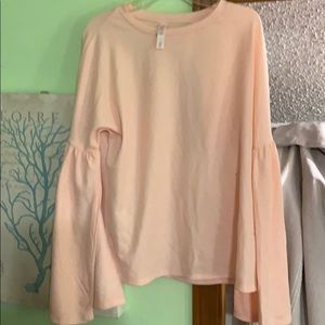 Baby Pink Bell Sleeve Top